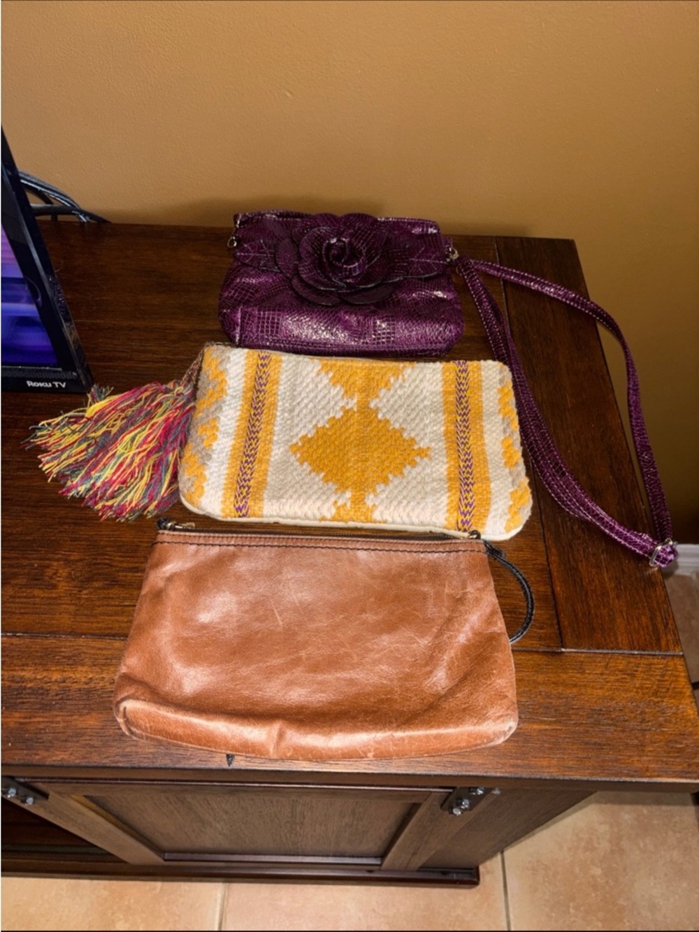 Purple Floral Mini Crossbody Bag - Unbranded
